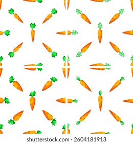 Seamless pattern with whole and sliced carrots showing healthy eating habits