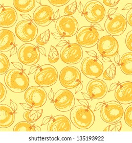 Seamless pattern of whole & sliced oranges