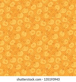 Seamless pattern of whole & sliced oranges