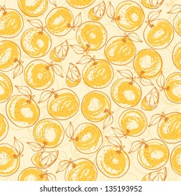 Seamless pattern of whole & sliced oranges