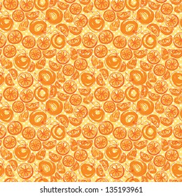 Seamless pattern of whole & sliced oranges