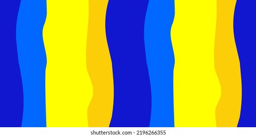 Seamless Pattern With Wide Vertical Ribbons, Abstract Background With Blue And Yellow Stripes, Colors Of The Flag Of Ukraine. Print For Textiles, Wallpaper, Clothes.