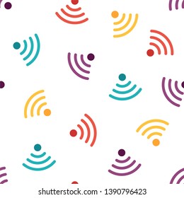 Seamless pattern with wifi on white background, vector illustration