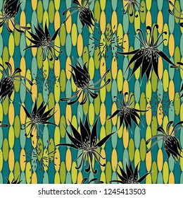 seamless pattern wiht abstract flowers.