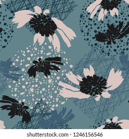 seamless pattern wiht abstract flowers.