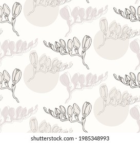 seamless pattern wiht fresia flower in asian style