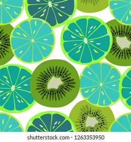 seamless pattern wiht kiwi and abstract citrus.