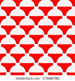 Seamless pattern wiht red swimsuits on white background, summer symbol. Women's cloth. Vector colorful flat illustration. Sea lifestyle. Design for fabric, textile, card, poster.