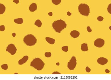 Nahtlose Muster der Farbe des wilden Tiermantels mit braunen Flecken auf gelbem Hintergrund. Giraffe-Haut. Bengal Katze Druck.