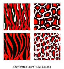 Seamless pattern wild animal skin such as giraffe, tiger, leopard, zebra. Vector