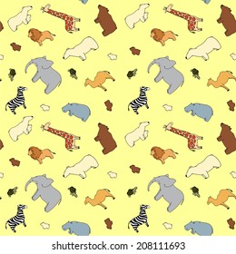 Seamless pattern with wild animals