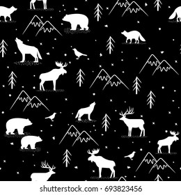 Seamless pattern with wild animals