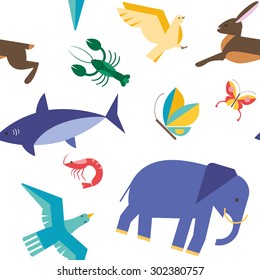 Seamless pattern with wild animals concept