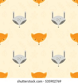 Seamless pattern with wild animals - a hare and fox. Pattern can be used for wallpaper, greeting cards, scrapbooking, print, gift wrap, manufacturing, fabric.
