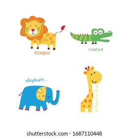 Seamless pattern wild animals in jungle