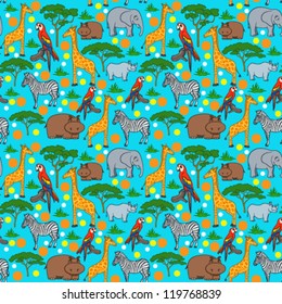 Seamless pattern with wild animals,vector illustration