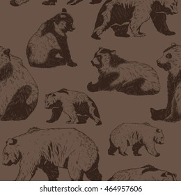 Seamless pattern with wild bear, vector Illustration 