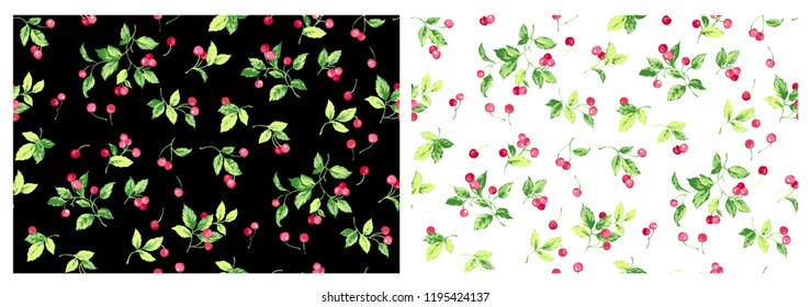 Seamless pattern of wild cherries.Textile design, wallpaper and wrapping paper