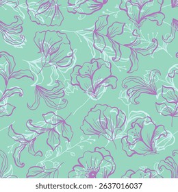 Seamless pattern wild flower tosca color is suitable for prints, fabrics or sublimation.