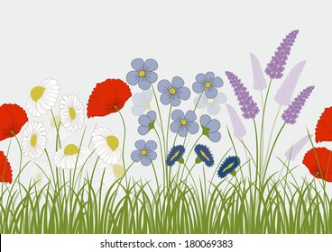 Seamless pattern with wild flowers 