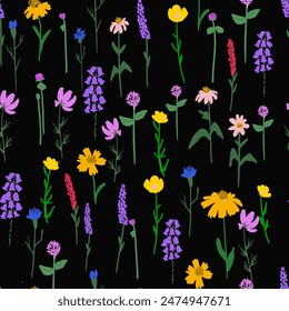 Seamless pattern with wild flowers.