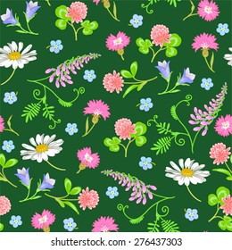 Seamless pattern with wild flowers