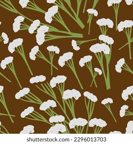 seamless pattern with wild flowers cow parsley in vector.design element in flat style.wallpaper and pattern for fabric.stem and flowers.Forest,ecology,flower bed,bouquet,garden.