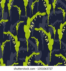 Seamless pattern with wild flowers scented Solomon's seal
