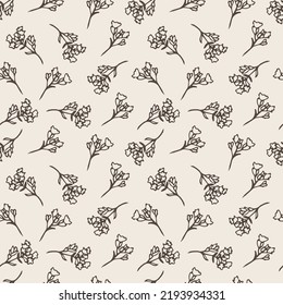 Seamless pattern with wild flowers in sketch style. Vector illustration. Design for paper, textile and decor.