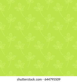 Seamless pattern with wild herb leaves/ Hand drawn field plants background/ Vector illustration