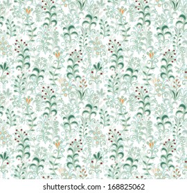 Seamless pattern with wild herbs on white background