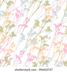 Seamless pattern. Wild herbs silhouette background
