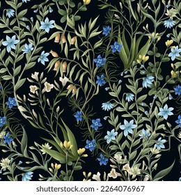 Seamless pattern with wild meadow flowers. Vector
