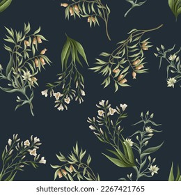 Seamless pattern with wild meadow flowers. Vector