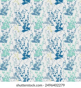 Seamless pattern with wild plants in pastel colors

