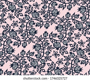 Seamless pattern with wild pomegranate ornamental decorative background. Vector pattern. Print for textile, cloth, wallpaper, scrapbooking