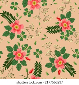 nahtlose Muster wilder Rosenblüten