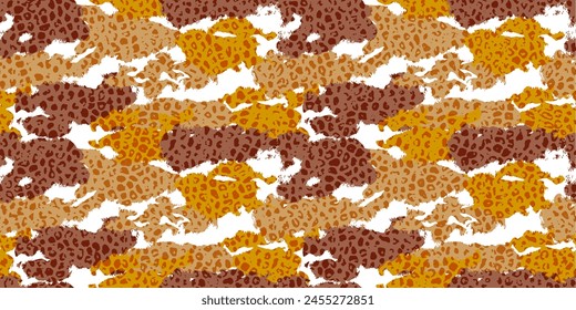 Seamless pattern with wild skin, fur texture. Cat, leopard, giraffe fur. Dots, spots, stains. Grunge black endless pattern. 