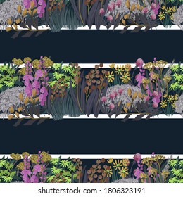 Seamless pattern with wild small flowers. Textile fashion print