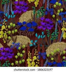 Seamless pattern with wild small flowers. Textile fashion print