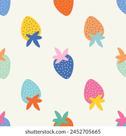
Patrón sin costuras de fresas silvestres y flores, perfecto para el verano. Este Fondo de pantalla de temporada captura el encanto de las fresas, adecuado para tela, papel de embalaje.