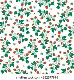 Seamless pattern with wild strawberries. Vector illustration.