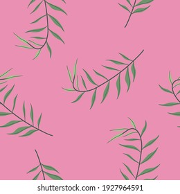Seamless pattern with wild tropical plants leaves. Isolated vector illustration