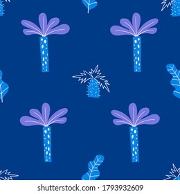 Seamless pattern with wild tropical rainforest. Tropic vector repeating background.