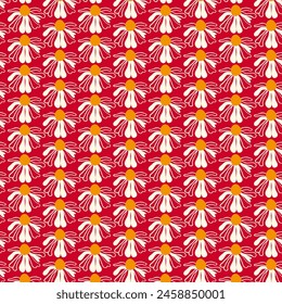  Seamless pattern wild wildflowers daisy dragonfly Garden flower graphic card Red poster banner Spring summer fabric clothing Suitable packaging wallpaper Template textile cover