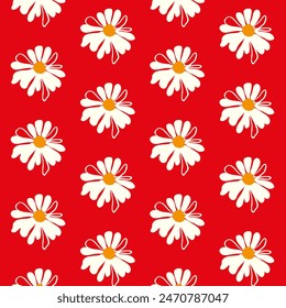 Nahtloses Muster Wildblumen Gänseblümchen Gartenblume Postkarte Banner Frühling Sommer Stoff Bekleidung Geeignete Verpackung Bildschirmhintergrund Vorlage Textil Vektorgrafik Abdeckung