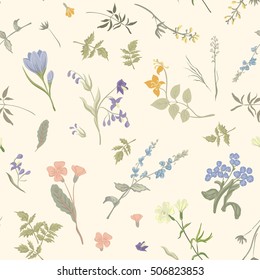 Seamless pattern with wildflowers.