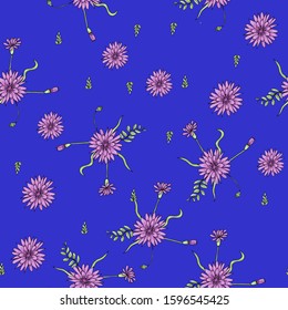 
seamless pattern of wildflowers in doodle style for printing on fabric