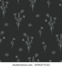 Seamless pattern of wildflowers. Natural background from sketches of plants.