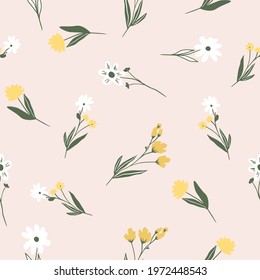 Seamless Pattern Wildflowers on Light Background for Design Vector Illustration